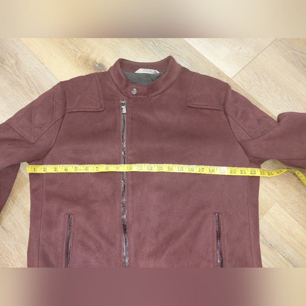Zara Man Rich Wine Red Bomber Jacket Sz XL - Picture 8 of 13